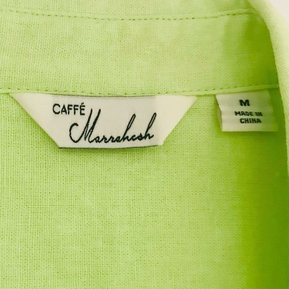 New! Linen Button Down Lime Oversized Camp ShirtTop - Picture 9 of 11